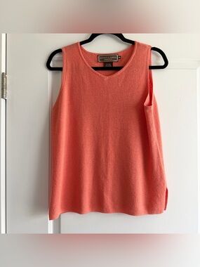Double D Ranch Coral Pink Linen Blend Sleeveless Knit Tank Top